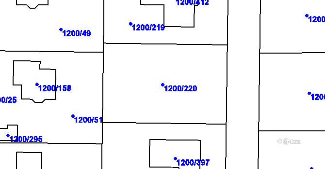 Parcela st. 1200/220 v KÚ Vejprnice, Katastrální mapa