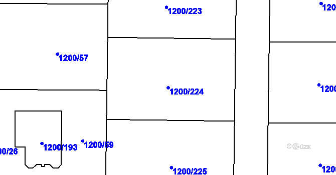 Parcela st. 1200/224 v KÚ Vejprnice, Katastrální mapa
