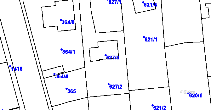 Parcela st. 627/3 v KÚ Vejprnice, Katastrální mapa