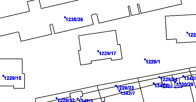 Parcela st. 1229/17 v KÚ Vejprnice, Katastrální mapa