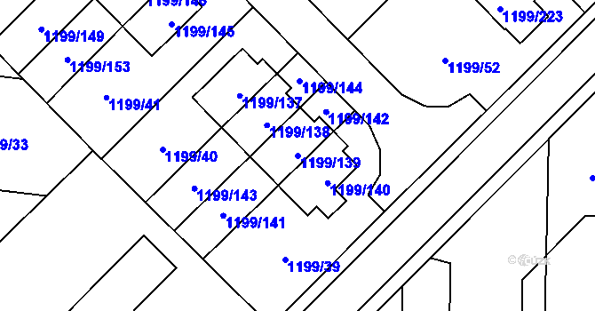 Parcela st. 1199/139 v KÚ Vejprnice, Katastrální mapa