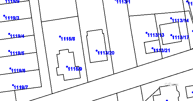 Parcela st. 1113/20 v KÚ Vejprnice, Katastrální mapa