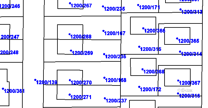 Parcela st. 1200/236 v KÚ Vejprnice, Katastrální mapa