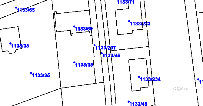 Parcela st. 1133/46 v KÚ Vejprnice, Katastrální mapa