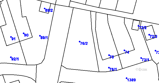 Parcela st. 76/2 v KÚ Vejprnice, Katastrální mapa