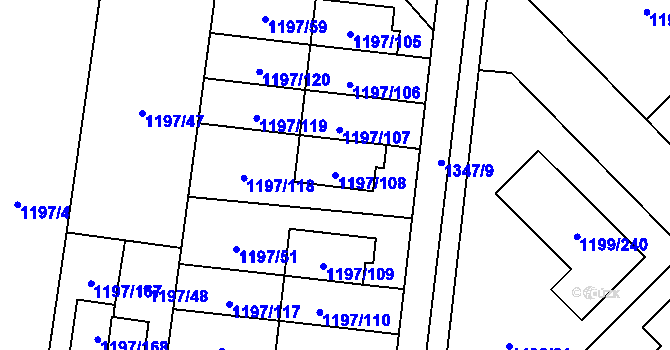 Parcela st. 1197/108 v KÚ Vejprnice, Katastrální mapa