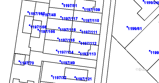 Parcela st. 1197/112 v KÚ Vejprnice, Katastrální mapa