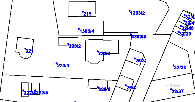 Parcela st. 220/3 v KÚ Vejprnice, Katastrální mapa