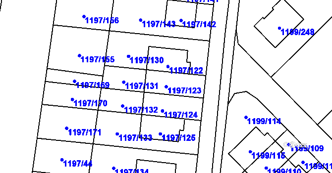 Parcela st. 1197/123 v KÚ Vejprnice, Katastrální mapa