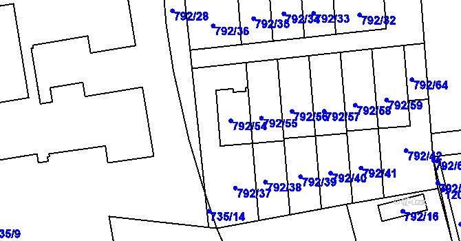 Parcela st. 792/54 v KÚ Vejprnice, Katastrální mapa