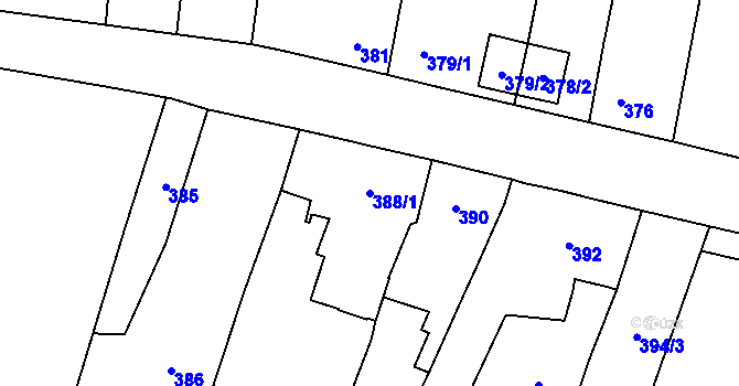Parcela st. 388/1 v KÚ Vejprnice, Katastrální mapa