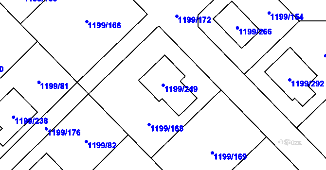 Parcela st. 1199/249 v KÚ Vejprnice, Katastrální mapa