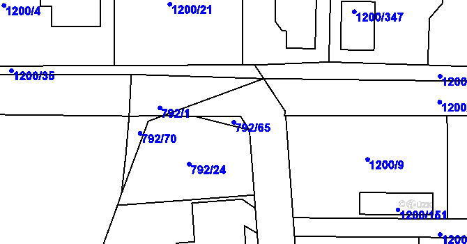 Parcela st. 792/65 v KÚ Vejprnice, Katastrální mapa