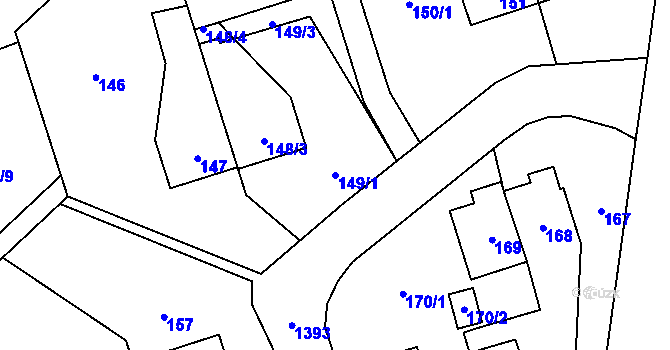 Parcela st. 149/1 v KÚ Vejprnice, Katastrální mapa