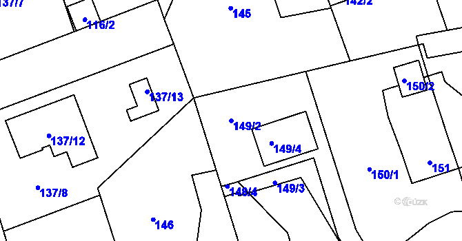 Parcela st. 149/2 v KÚ Vejprnice, Katastrální mapa