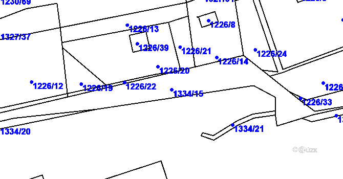 Parcela st. 1334/15 v KÚ Vejprnice, Katastrální mapa