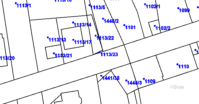 Parcela st. 1113/23 v KÚ Vejprnice, Katastrální mapa