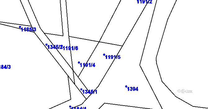 Parcela st. 1191/5 v KÚ Vejprnice, Katastrální mapa