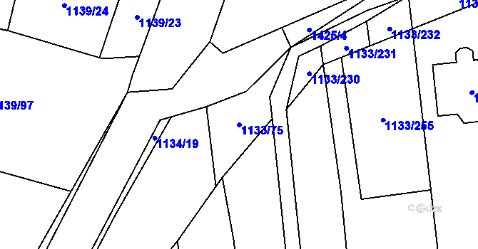 Parcela st. 1133/75 v KÚ Vejprnice, Katastrální mapa