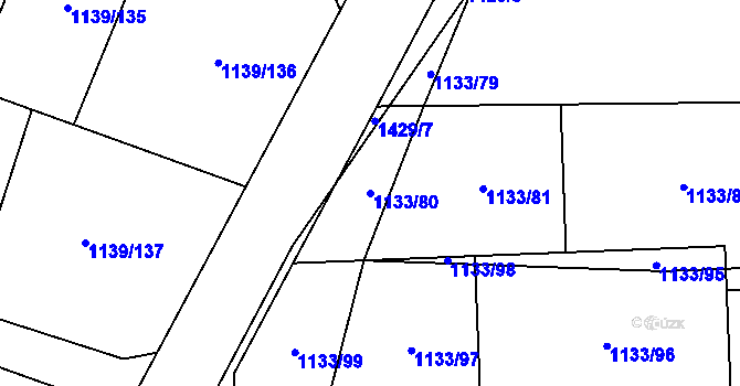 Parcela st. 1133/80 v KÚ Vejprnice, Katastrální mapa