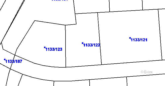 Parcela st. 1133/122 v KÚ Vejprnice, Katastrální mapa