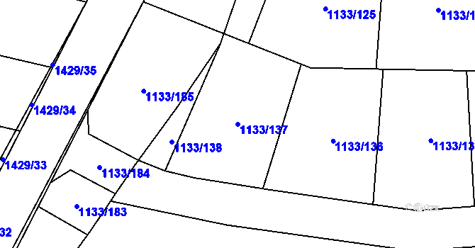 Parcela st. 1133/137 v KÚ Vejprnice, Katastrální mapa