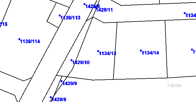 Parcela st. 1134/13 v KÚ Vejprnice, Katastrální mapa