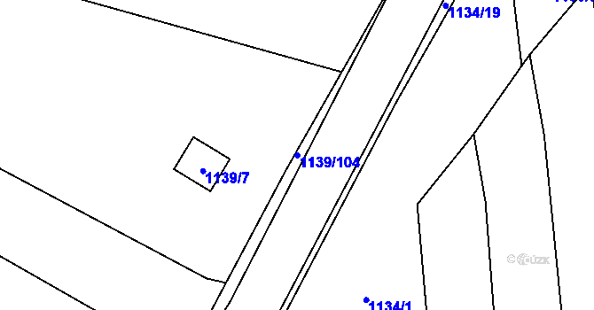 Parcela st. 1139/104 v KÚ Vejprnice, Katastrální mapa