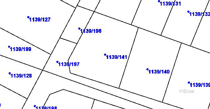 Parcela st. 1139/141 v KÚ Vejprnice, Katastrální mapa