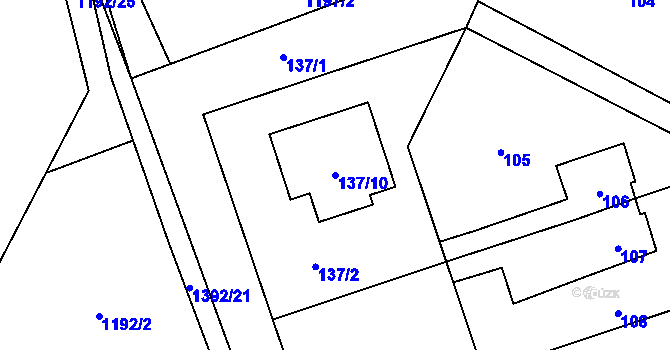 Parcela st. 137/10 v KÚ Vejprnice, Katastrální mapa