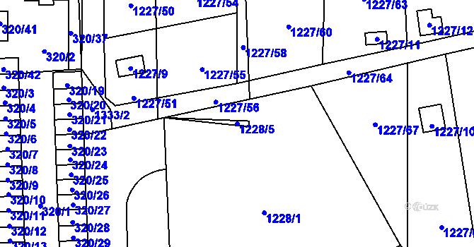 Parcela st. 1228/5 v KÚ Vejprnice, Katastrální mapa