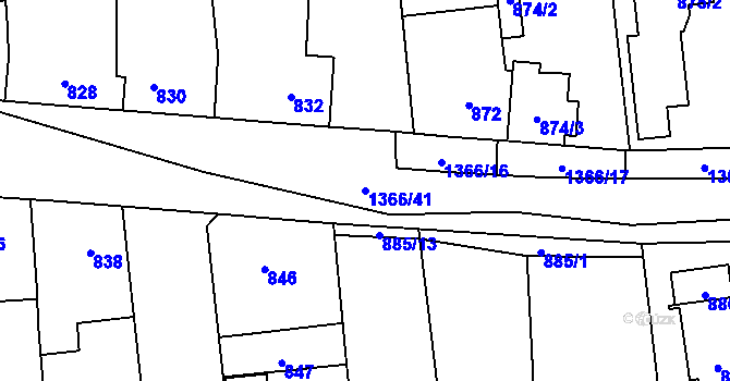 Parcela st. 1366/41 v KÚ Vejprnice, Katastrální mapa