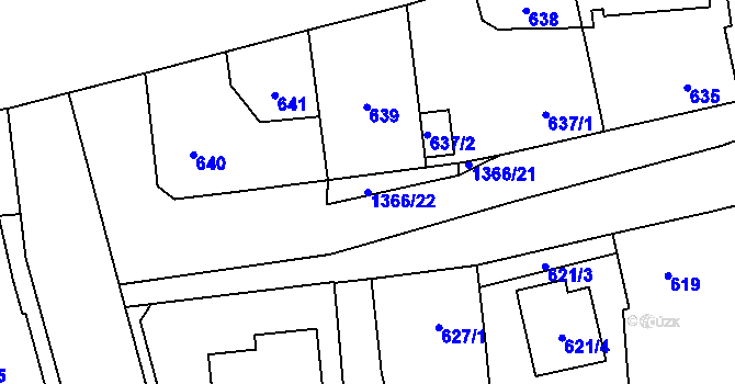 Parcela st. 1366/22 v KÚ Vejprnice, Katastrální mapa