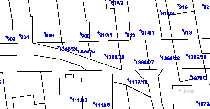 Parcela st. 1366/26 v KÚ Vejprnice, Katastrální mapa