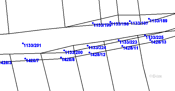 Parcela st. 1133/224 v KÚ Vejprnice, Katastrální mapa