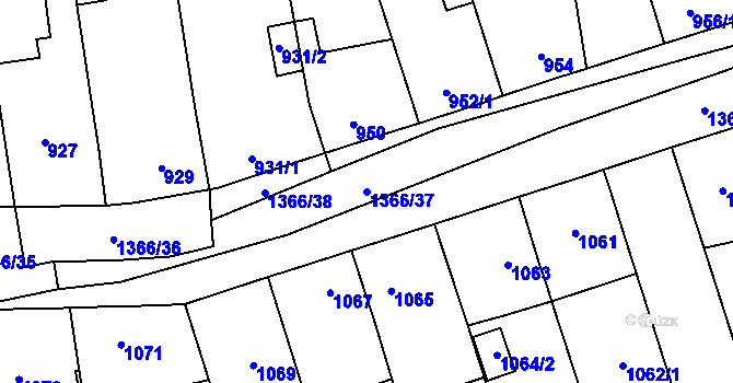 Parcela st. 1366/37 v KÚ Vejprnice, Katastrální mapa