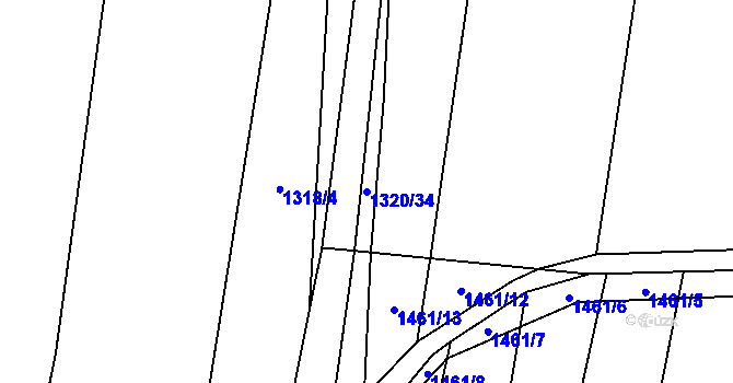 Parcela st. 1320/34 v KÚ Vejprnice, Katastrální mapa