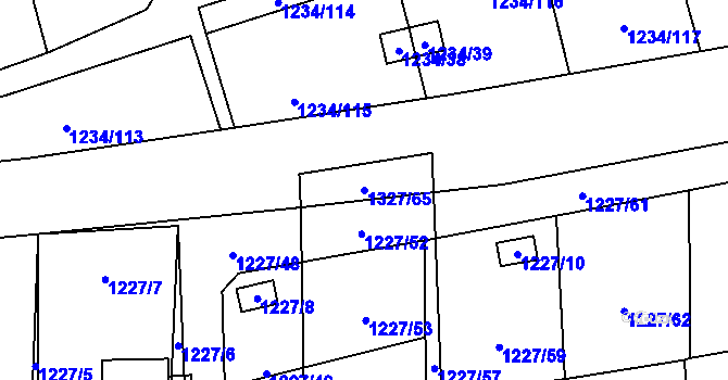 Parcela st. 1327/65 v KÚ Vejprnice, Katastrální mapa