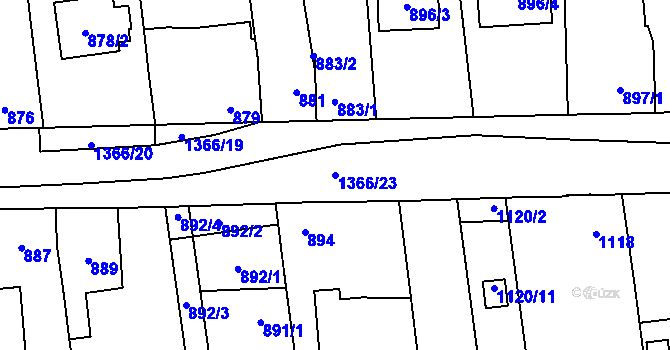 Parcela st. 1366/23 v KÚ Vejprnice, Katastrální mapa