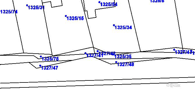 Parcela st. 1327/42 v KÚ Vejprnice, Katastrální mapa