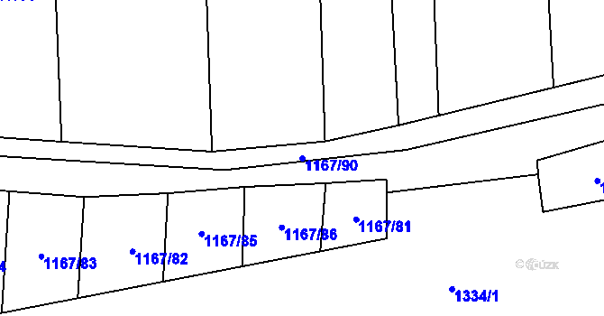 Parcela st. 1167/90 v KÚ Vejprnice, Katastrální mapa