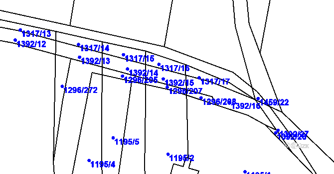 Parcela st. 1296/207 v KÚ Vejprnice, Katastrální mapa