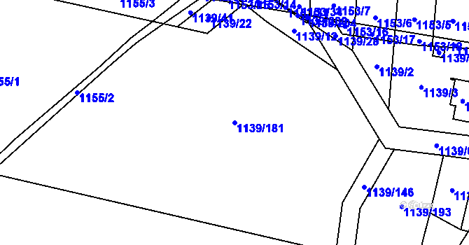 Parcela st. 1139/181 v KÚ Vejprnice, Katastrální mapa
