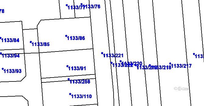 Parcela st. 1133/221 v KÚ Vejprnice, Katastrální mapa