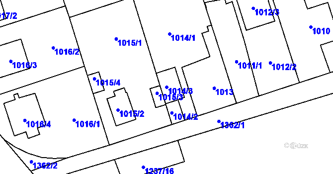 Parcela st. 1014/3 v KÚ Vejprnice, Katastrální mapa