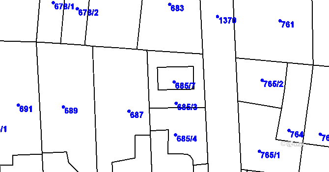 Parcela st. 685/3 v KÚ Vejprnice, Katastrální mapa