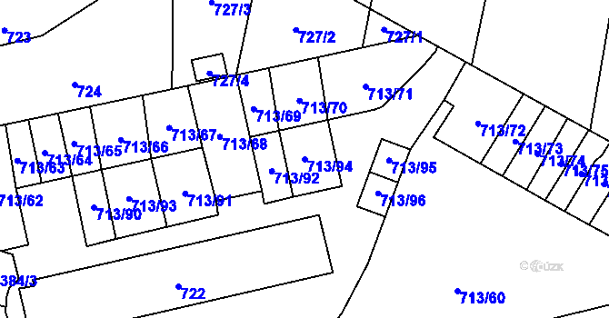 Parcela st. 713/94 v KÚ Vejprnice, Katastrální mapa