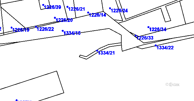 Parcela st. 1334/21 v KÚ Vejprnice, Katastrální mapa