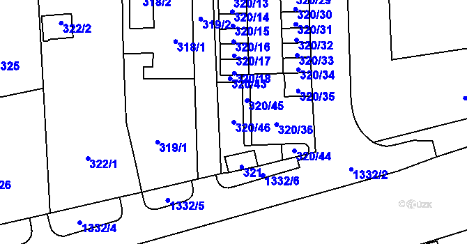 Parcela st. 320/46 v KÚ Vejprnice, Katastrální mapa