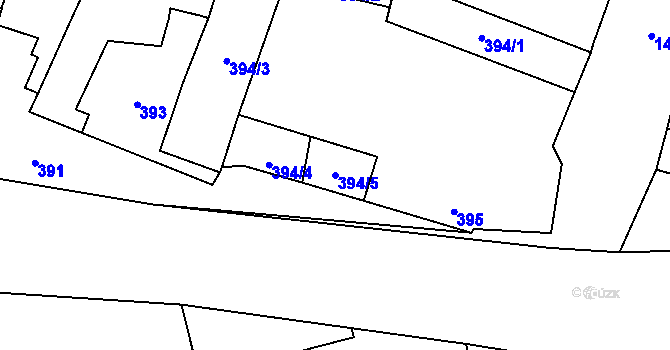 Parcela st. 394/5 v KÚ Vejprnice, Katastrální mapa